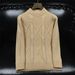 Men's Chunky Cable Knit Sweater - Oversized Winter Pullover With Round Neck, Long Sleeve, Trendy Textured Design (White/Black/Khaki, Sizes M-3XL)_viptrois.com