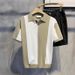 Men's Slim Fit Vertical Striped Short Sleeve Knit Shirt - Breathable Ice Silk Fabric, Business Casual & Youth Style_viptrois.com