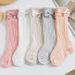 Kid's Clothing New Women's Vertical Striped Bow Pearl Maid Tube Socks Socks Sweet Children's Mesh Princess Socks_viptrois.com