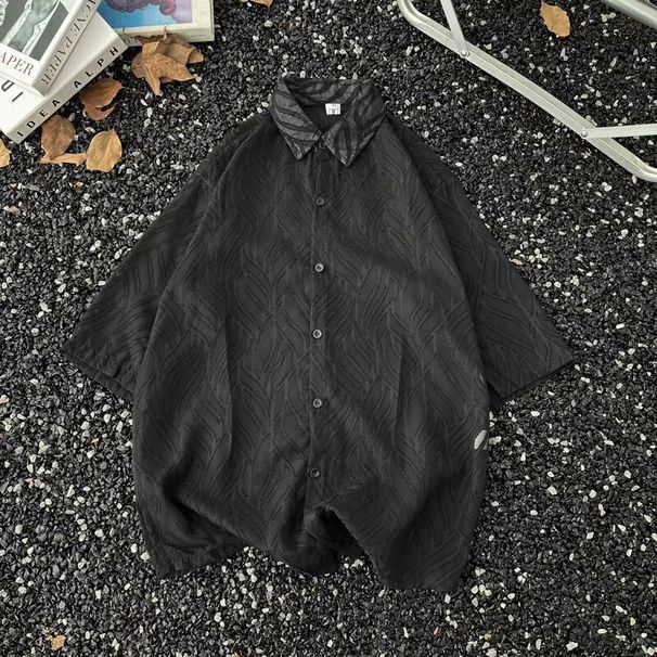 Men's Clothing Summer New Thin Texture High Grade Short Sleeved Shirt Men And Women Neutral Hollow Trend Ice Silk Sun Protection Clothing Jacket_viptrois.com