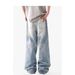 Men's Clothing Retro Washed Glacier Blue Jeans Cleanfit Casual Loose Straight Stacked Trousers_viptrois.com