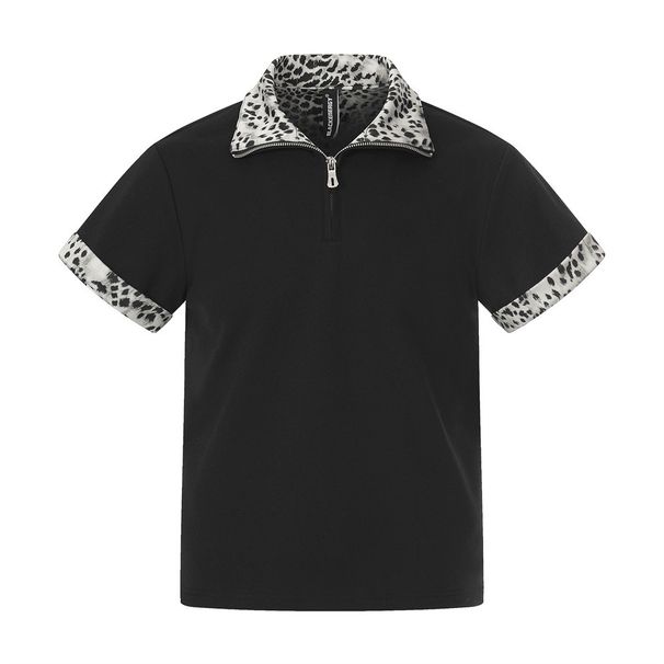 Leopard Print Patchwork Summer Men's Polo Shirt, Ins European And American Trendy Brand, Slim Fit, Casual, Half-zip,_viptrois.com