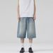 LKTM Men's Washed Wide Leg Cropped Jeans Summer Style Loose Fit Slimming Straight Leg Shorts for Men And Women_viptrois.com