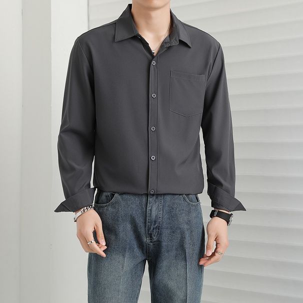 Large Size Business Casual Long Sleeved Shirt Men's Versatile Cotton And Linen Collared Shirt Trend_viptrois.com