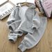 Boys' Sports Outfit Set - Long Sleeve Hooded Zip-Up Jacket & Pants Two-Piece - Athletic Wear For Kids (110-170cm) - Heather Gray / Apricot_viptrois.com