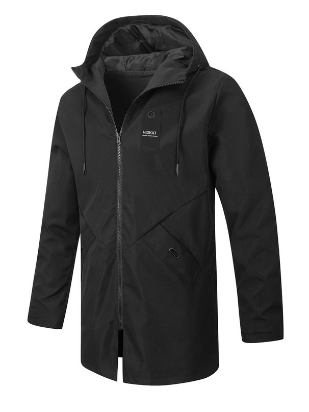 Men's Slim-Fit Trench Coat – Lightweight Polyester Jacket With Hood For Business Casual_viptrois.com