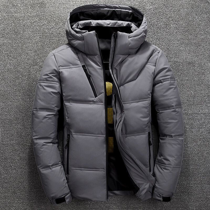 Men’s Short Puffer Jacket – 550FP White Duck Down, Lightweight Hooded Coat For Streetwear & Daily Commute (Black/Grey/Red, M-4XL,)_viptrois.com