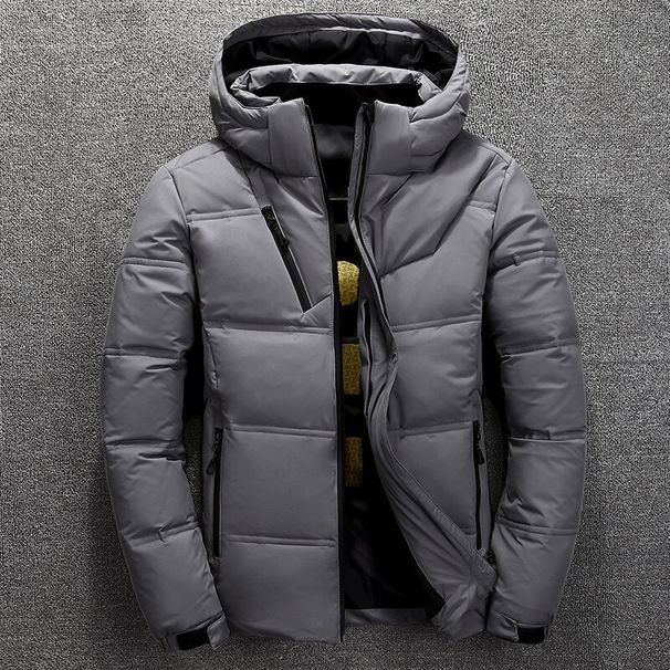 Men’s Short Puffer Jacket – 550FP White Duck Down, Lightweight Hooded Coat For Streetwear & Daily Commute (Black/Grey/Red, M-4XL,)_viptrois.com