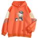 American Style Color Block Couple Loose Cartoon Anime Print Pullover Outerwear Cool Top Sweatshirt_viptrois.com