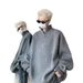 American Style Half-Zip Knit For Men, Autumn Chic High-End Stand Collar Loose Trendy Pullover Sweater_viptrois.com