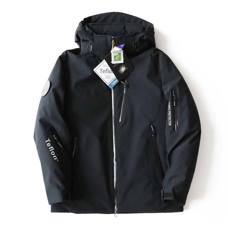 Premium Men's Winter Down Jacket With 800 Fill Power White Goose Down, Hooded Windproof Thermal Coat For Extreme Cold Weather, Black/Oatmeal/Navy_viptrois.com