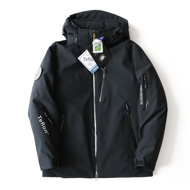 Premium Men's Winter Down Jacket With 800 Fill Power White Goose Down, Hooded Windproof Thermal Coat For Extreme Cold Weather, Black/Oatmeal/Navy_viptrois.com