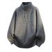 Solid Color Sweater For Men American Style Henley Collar Loose Vintage Knitted Autumn Winter Warm Coat_viptrois.com