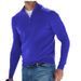 Men's Clothing new autumn long sleeve v neck fleece zipper men's casual top polo shirt_viptrois.com
