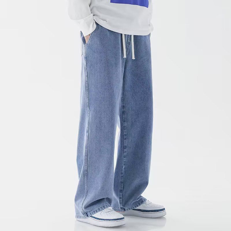 Men's Clothing Jeans Men Autumn Large Size Straight Pants Men Loose Trend Hong Kong Style Ins Wide Leg Pants Casual Long Pants_viptrois.com
