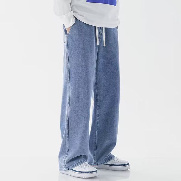 Men's Clothing Jeans Men Autumn Large Size Straight Pants Men Loose Trend Hong Kong Style Ins Wide Leg Pants Casual Long Pants_viptrois.com