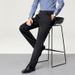 Pure Men's Wool And Silk Blend Business Casual Pants Autumn Winter Workwear Elastic Straight High Waist Suit Trousers_viptrois.com