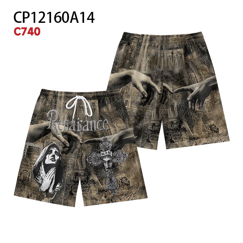 Premium Products Summer Casual Print Renaissance Material Trendy Brand Fitness Running Sports Basketball Men's Shorts_viptrois.com