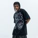 Summer Autumn New 285g American Washed Vintage Skull Print Pure Cotton Short Sleeve Unisex Top_viptrois.com