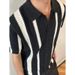Men's Clothing Retro Hollow Vertical Striped Lapel Sweater Knitted Short Sleeve T Shirt_viptrois.com