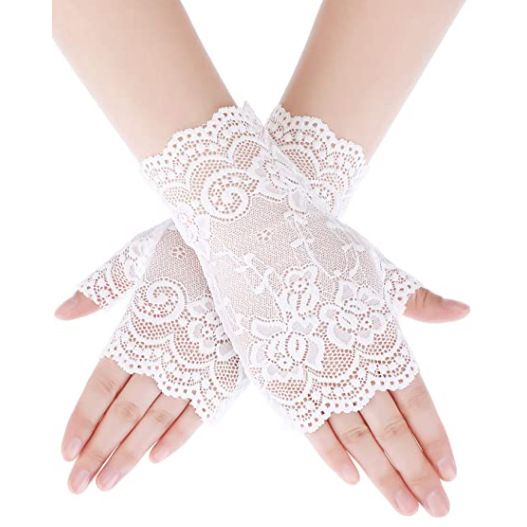 Unisex Lace gloves for women half fingerless short sailor dance driving sun protection UV protection scar cover gloves_viptrois.com
