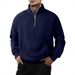 Men's Clothing Fleece Stand Collar Half-Zip Pullover Hoodie - Loose Fit Long Sleeve Sweatshirt For Winter (White, Black, Gray, Navy, Camel)_viptrois.com