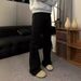 Men's Clothing Bajia Black Washed Retro Distressed Bootcut Scimitar Slim Flared All Match Denim Pants_viptrois.com