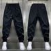 Men's Loose-Fit Casual Pants – Breathable Polyester Workwear With Adjustable Cuffs (Black/Gray, M-3XL)_viptrois.com