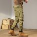 Men's Clothing Vintage American Style Cargo Jogger Pants - Stretchy Multi-Pocket Workwear With Adjustable Drawstring (Grey, Khaki, Black)_viptrois.com