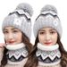2PCS Winter Frauen Plüsch Samt Hüte Hals Wärmer Hut Schal Set Mützen Radfahren Winddicht Hut Im Freien Ohr Schutz_viptrois.com