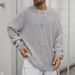 New Waffle Long Sleeved Round Neck Casual Men's Loose Pullover Knitted Sweater_viptrois.com