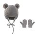 Baby clothing Solid color boys and girls baby warm knit hat and gloves two-piece set_viptrois.com