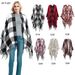 Unisex Women's black and white tassel plaid split cape_viptrois.com