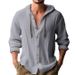 Cross-border 2025 New Spring/Summer Hooded T-shirt, Solid Color Cotton-Linen Men's Casual Long-Sleeve Top_viptrois.com