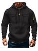 Pure Cross-Border Hot-Selling Autumn Winter Men's Workwear Pocket Casual Trendy Zipper Pullover Sweatshirt Hoodie_viptrois.com