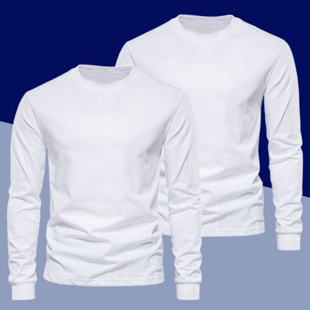 Whit Mn's Long Slv T-Shirt Autumn Wintr Thin Pur Cotton Solid Color Innr War Youth Cuffd Bas Shirt With_viptrois.com