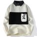 Wasuup Two-Piece For Men Winter Fleece Lined Thickened Trendy Brand Collar Knitted Base Shirt Sweater Jacket_viptrois.com