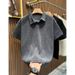 Men's Textured Wheat Ear Pattern Polo Shirt Short Sleeved Summer Heavyweight Trendy Brand Turn Down Collar Shoulder Design American_viptrois.com