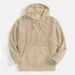 trend 2022 Men's Thickened Corduroy Long Sleeve Solid Color Kangaroo Pocket Drop Shoulder Hoodie_viptrois.com