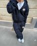 New American Retro Washed Long Sleeved Hooded Shirt Loose Casual Trousers Fashionable Japanese Sweater Suit_viptrois.com