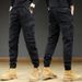 Men's Clothing Multi Pocket Classic Multi-Pocket Drawstring Cargo Pants - Stretchable Cotton Workwear In Grey, Khaki, Black, Army Green_viptrois.com