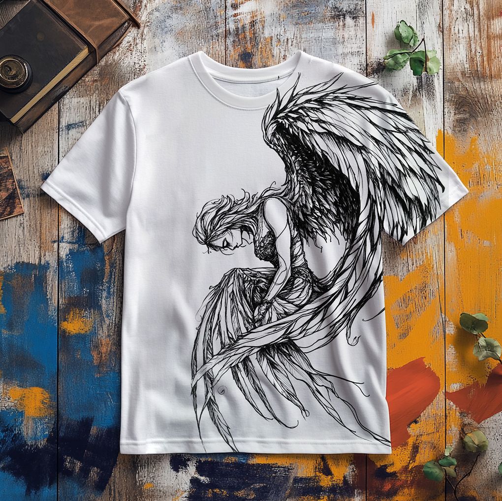 Men's Clothing Cotton T Shirt Gothic Pattern Full Print Direct Injection T Shirt Round Neck Short Sleeve Top Men_viptrois.com