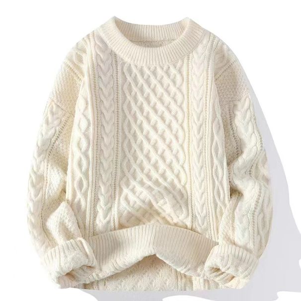 Sweater Men's Autumn And Winter Fried Dough Twists Sweater Casual Sweater Men's Round Neck_viptrois.com
