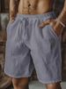 Men's Linen Shorts Drawstring Elastic Waist Straight Leg Solid Color Breathable 7/8 Length Casual Everyday Beach Shorts_viptrois.com