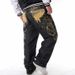 Men's Clothing embroidered hip hop jeans men's trend HIPHOP street dance casual loose plus fat plus size skateboard pants_viptrois.com