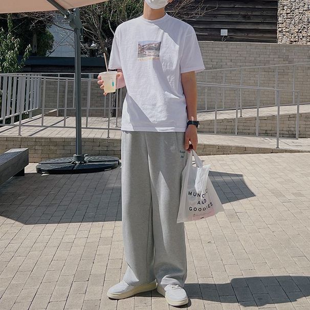 Men's Clothing Cotton Leggings Three Bar Embroidered National Trend Trousers Versatile Casual Style_viptrois.com
