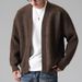 Pure 2023 Korean Version Simple Lazy Style Cardigan Sweater Men's V-neck Autumn Winter Casual Solid Color Loose Knitted_viptrois.com