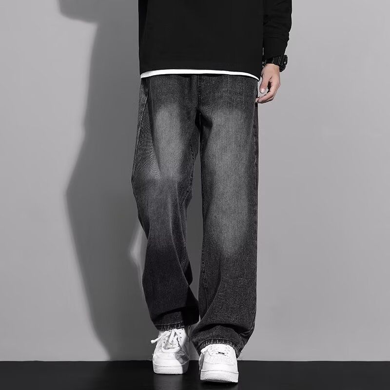 2025 New Loose Straight Long Washed Vintage Retro Jeans Men High Street Wide Leg Versatile Casual Pants_viptrois.com