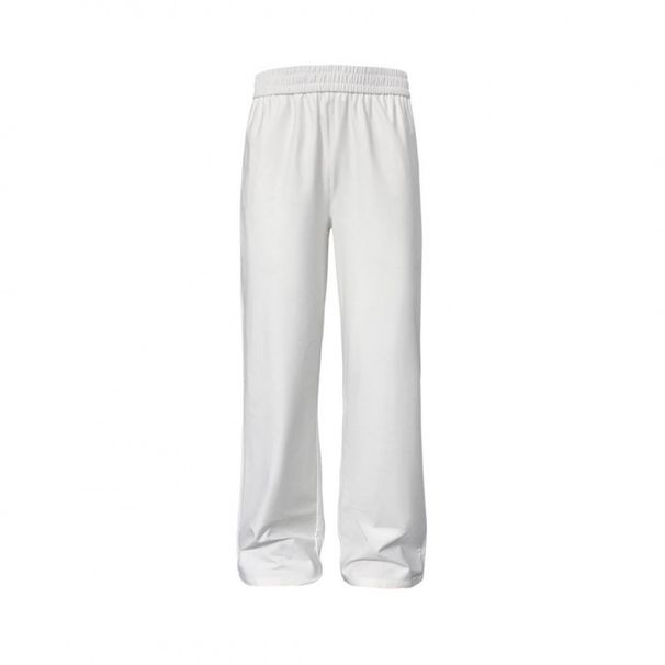 Men's Clothing Cotton Antibacterial Breathable Men And Women All Match Solid Color Straight Casual Pants White Elastic Waist Pants_viptrois.com