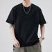 Mercerized Cotton Men's Short-sleeved T-shirt With Round Neck Loose Clothes, Summer Trend Solid Color White Half-sleeved Large Size, Men's Clothing_viptrois.com
